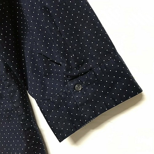 LANE BRYANT Dot Navy Blue Long Sleeve Cotton Blend Stretch Button Down Size 22 - Picture 3 of 6