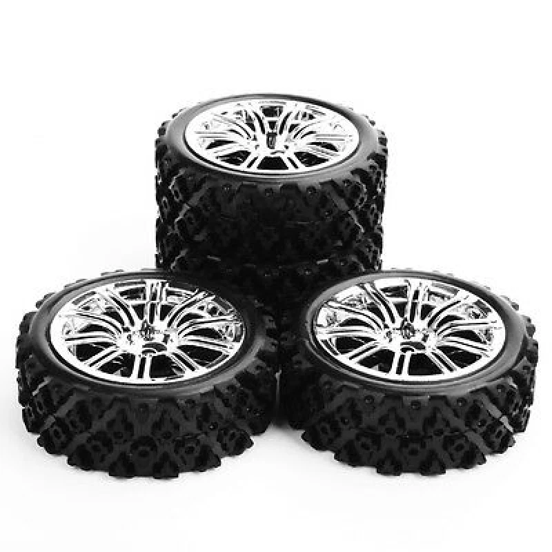 4pcs 1/10 RC Tyres &Wheel Rims For Rally Racing Off Road Car 3MC+PP0487 12mm Hex - Image 2 of 4