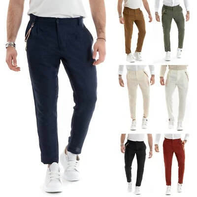 Pantaloni Lino Uomo Uusollecy – Leggeri, Con Coulisse E Tasche, Perfetti Per L’estate