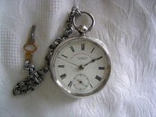 Antique J.G. Graves Sheffield The Cyclops Lever Key Wind PocketWatch .935 Silver