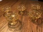 VINT.  INDIANA COLONY CROWN THUMBPRINT YELLOW TALL SHERBET/CHAMPAGNE GLASSES (5) — photo 1