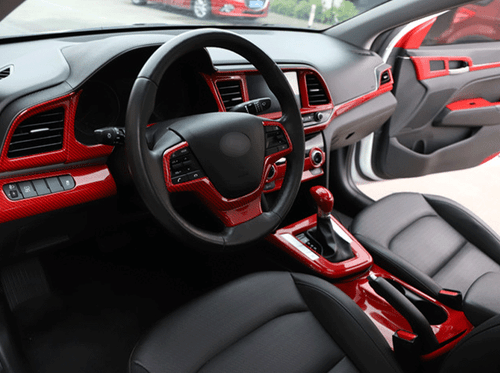 Red Carbon Fiber Steering Wheel Strip Cover Trim For Hyundai Accent 2018-2022 - Picture 6 of 7