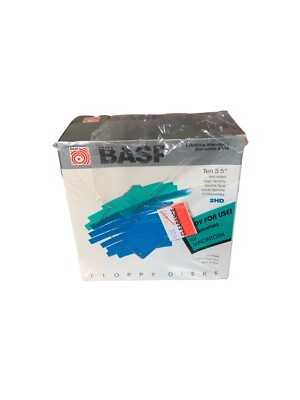 New 10 BASF Floppy Disks Open Box of 10 High Density 3.5''  2HD  Two Sided