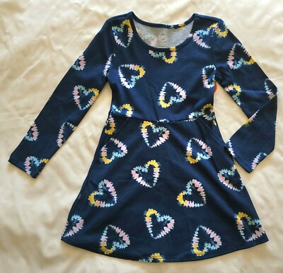 Girl's Skater Dress Unicorns & Hearts 2 Pockets Flared Skirt Long Sleeve |  eBay