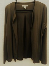 Easywear by Chico's 1 M brown flyaway front blazer cardigan office work