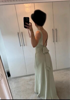 TFNC Sage Green Maxi Dress extra small Uk size 6 backless dress bow high  neck | eBay UK