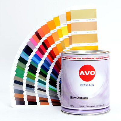 1 Liter AVO Nitrolack Nitro Lack hochglänzend RAL 3000 - RAL 3031 Urkilac1000