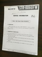 Sony STR-6060FW Stereo Receiver Service Information, Schematics, Parts List 