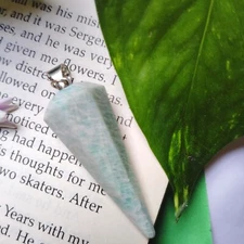 Gemstone Pendant, Amazonite Pencil Pendant, Handmade Pendant, Faceted Pencil~