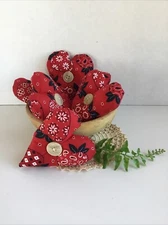 6 Country Farmhouse Bandanna Print Bowl Fillers Ornies Tucks Decor NEW