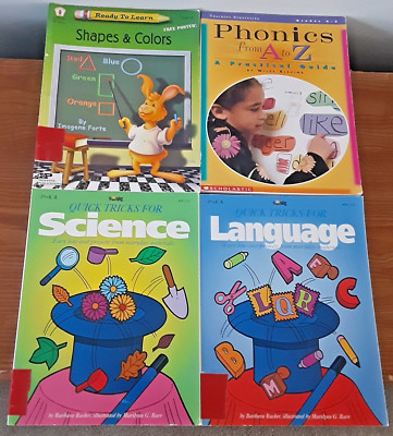 Kindergarten Learning PB Book LOT of 4 PreK-K Teaching Guides Science Shapes kid