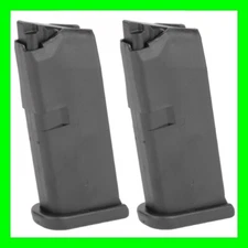 2 - Factory OEM Glock 43 9mm 6 Round Magazines  w/ Flat Base Plate 6rd Mag, Clip