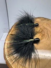 Two 1/4 Oz Black Marabou Jig Crystal Flash 2/0 Gamakatsu Hook