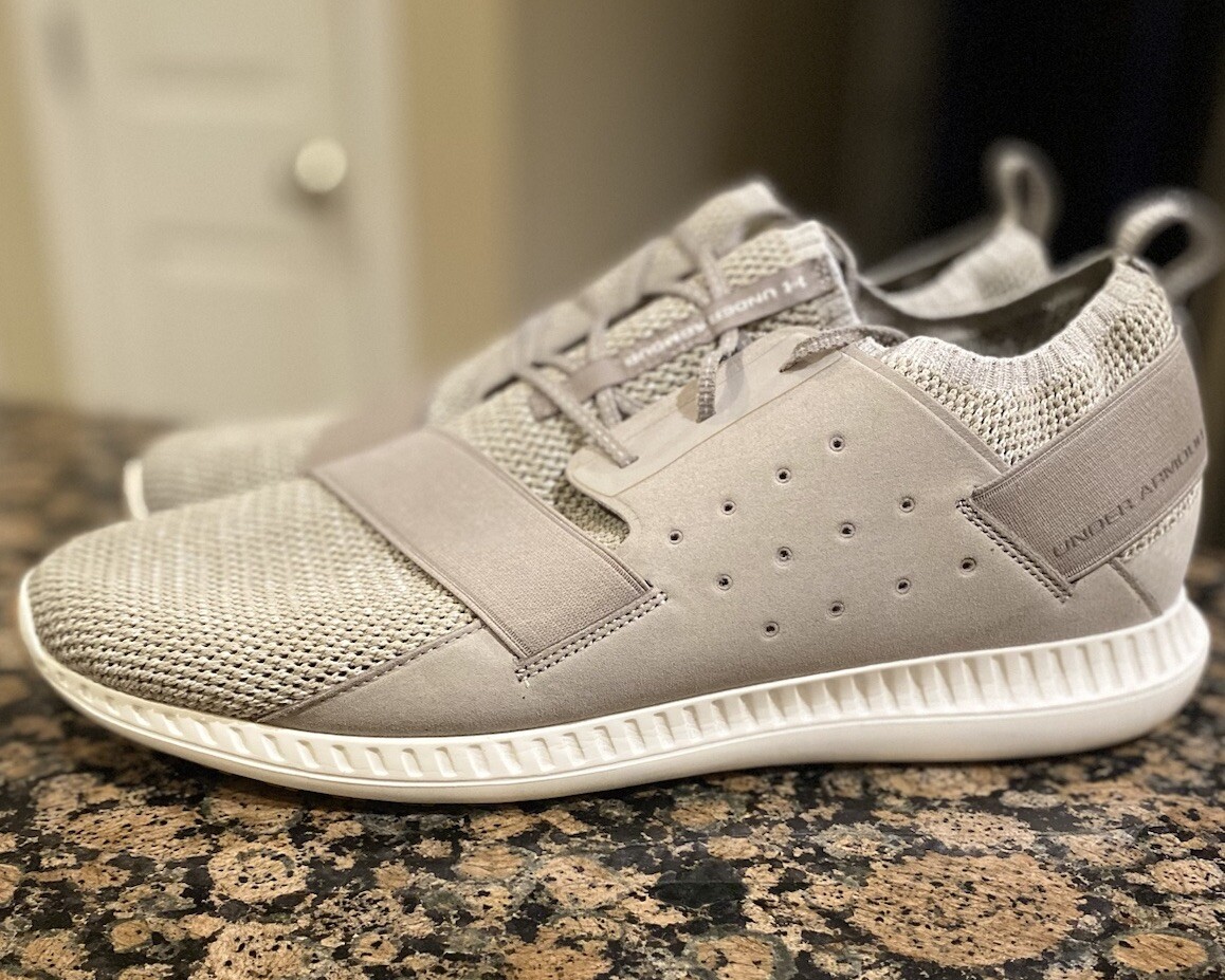 SAOLA ?Under Armour Threadborne Shift? Uomo Taglia 14 Autunno Marrone Avorio Ottimo 