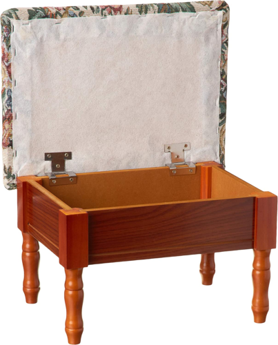 Reposo de taburete otomano de almacenamiento de madera vintage con parte superior acolchada almacenamiento oculto - Imagen 4 de 8