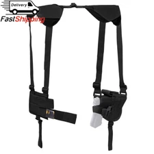 Tactical Shoulder Holster Adjustable Horizontal Holster & Double Magazine Pouch