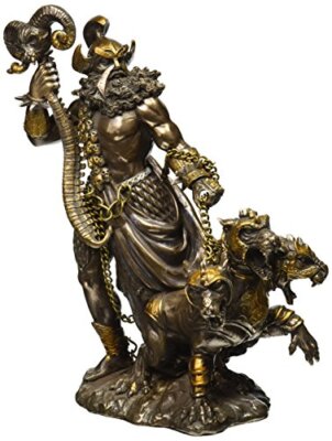 Greek God of Underworld Hades with Cerberus Dog Statue Roman Figure