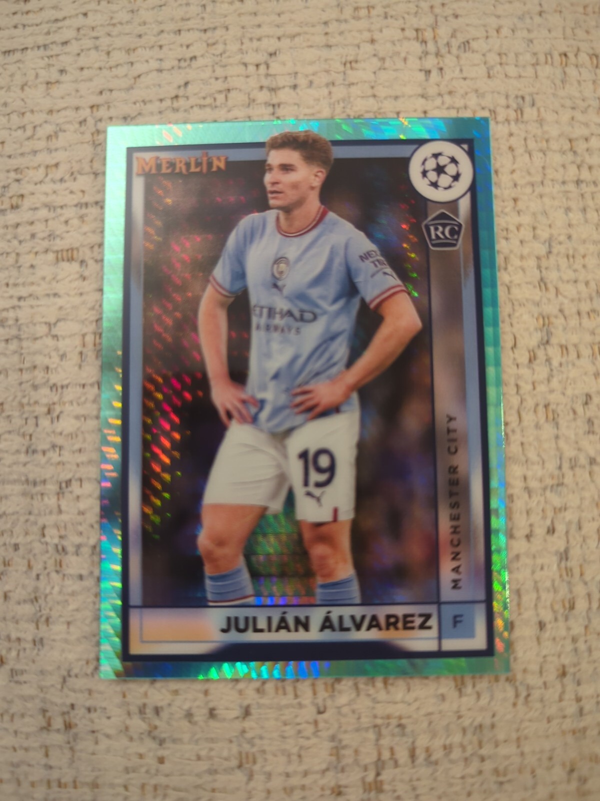 2022-23 Topps Merlin UEFA Julian Alvarez Aqua Prism Refractor RC #94 Man City
