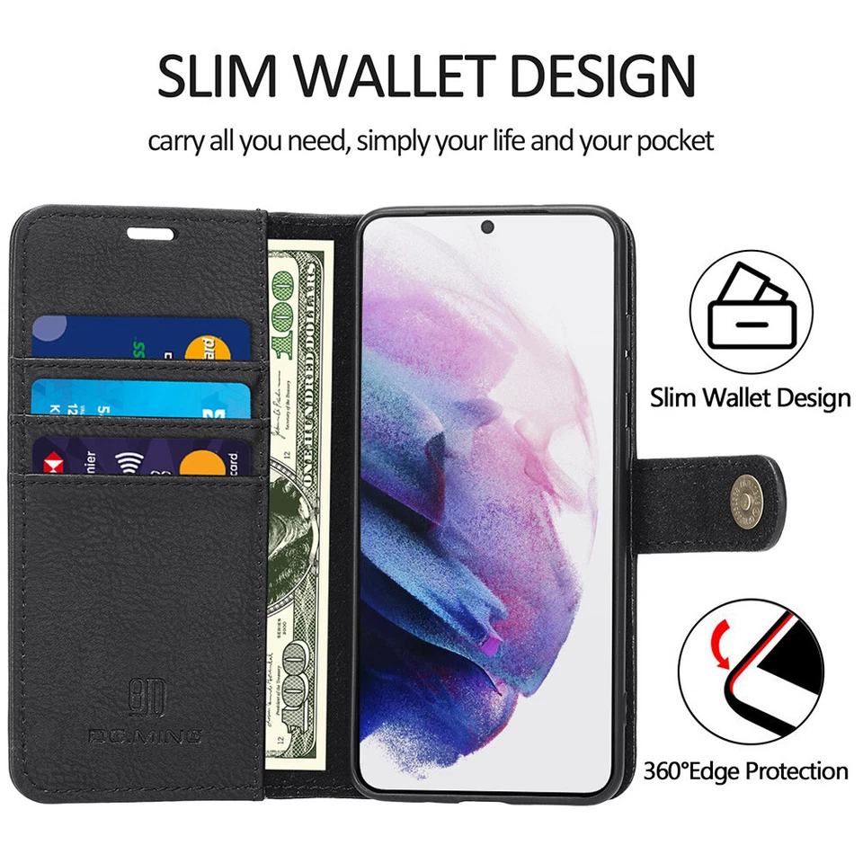 For Samsung S20/S21 Ultra/S21 Leather Wallet Case Magnetic Back Cover Men Women - Image 4 of 4