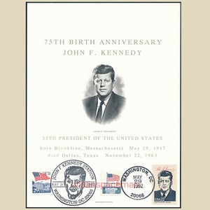 BEP Souvenir Card PV-34 John F. Kennedy Overprint 75th Anniversary of Birth