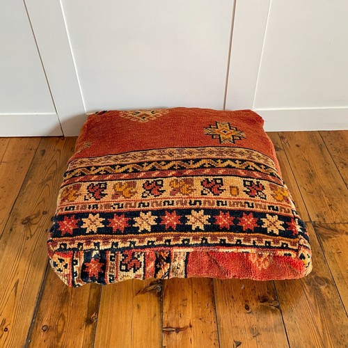 Vintage Kelim Boden Kissen Pouf Fußhocker Teppich Marokkanisch Handgewebt Stofftiert - Bild 2 von 17
