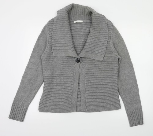 m\u0026s Womens Grey Cardigan Jumper Size 14 