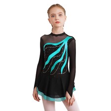 Kinder M&auml;dchen Tanz Lyrisch Trikot Kleidung Kleid Zeitgen&ouml;ssisch Kost&uuml;m Strass