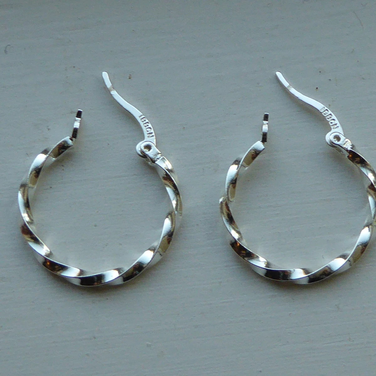 IBB CN Sterling Silver TWIST WAVE Round Hoop Earrings 1 3 4