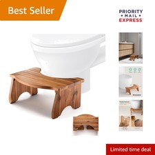 Posture-Enhancing Foldable Toilet Stool for Adults  Kids - 7.2  Acacia Wood
