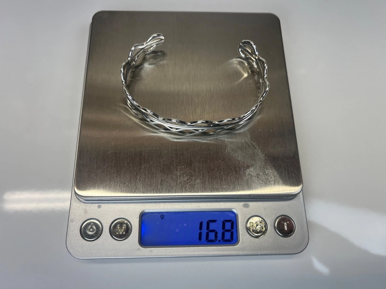 Waved Cuff Bracelet Solid 925 Sterling Silver - image 6