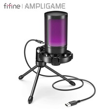 AmpliGame FIFINE RGB USB Gaming Microphone with Light-touch Mute, Mic for PC,PS4