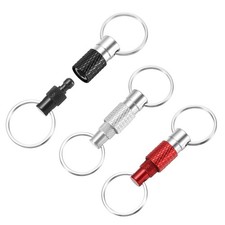 3 Pack Quick Release Keychain Detachable Swivel Keychain, Black/Silver Tone/Red