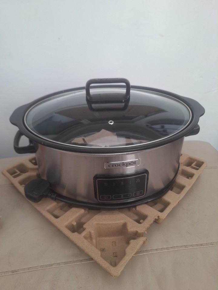 Crock-Pot Sizzle & Stew 6.5L Oval Digital Slow Cooker Stainless Steel ...
