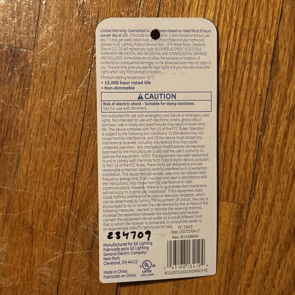 GE LED Desk Lamp Bulb Warm White T3 2w G4 Base 12v # 1558694 190 Lumens - Image 2 of 4