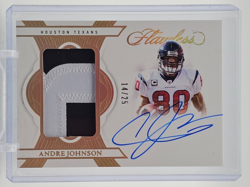 ANDRE JOHNSON 2025 FLAWLESS PATCH AUTO /25 #PA-AJN FOOTBALL HOUSTON TEXANS Q6608