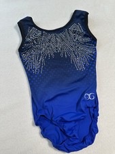 Gymnastics GILLING Leotard RHINESTONE Bling BLUE Crystals GK Size: CL Girls 14 