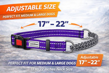 Dog Training Collar Chain Martingale Adjustable 17"-22" Reflective Heavy Duty