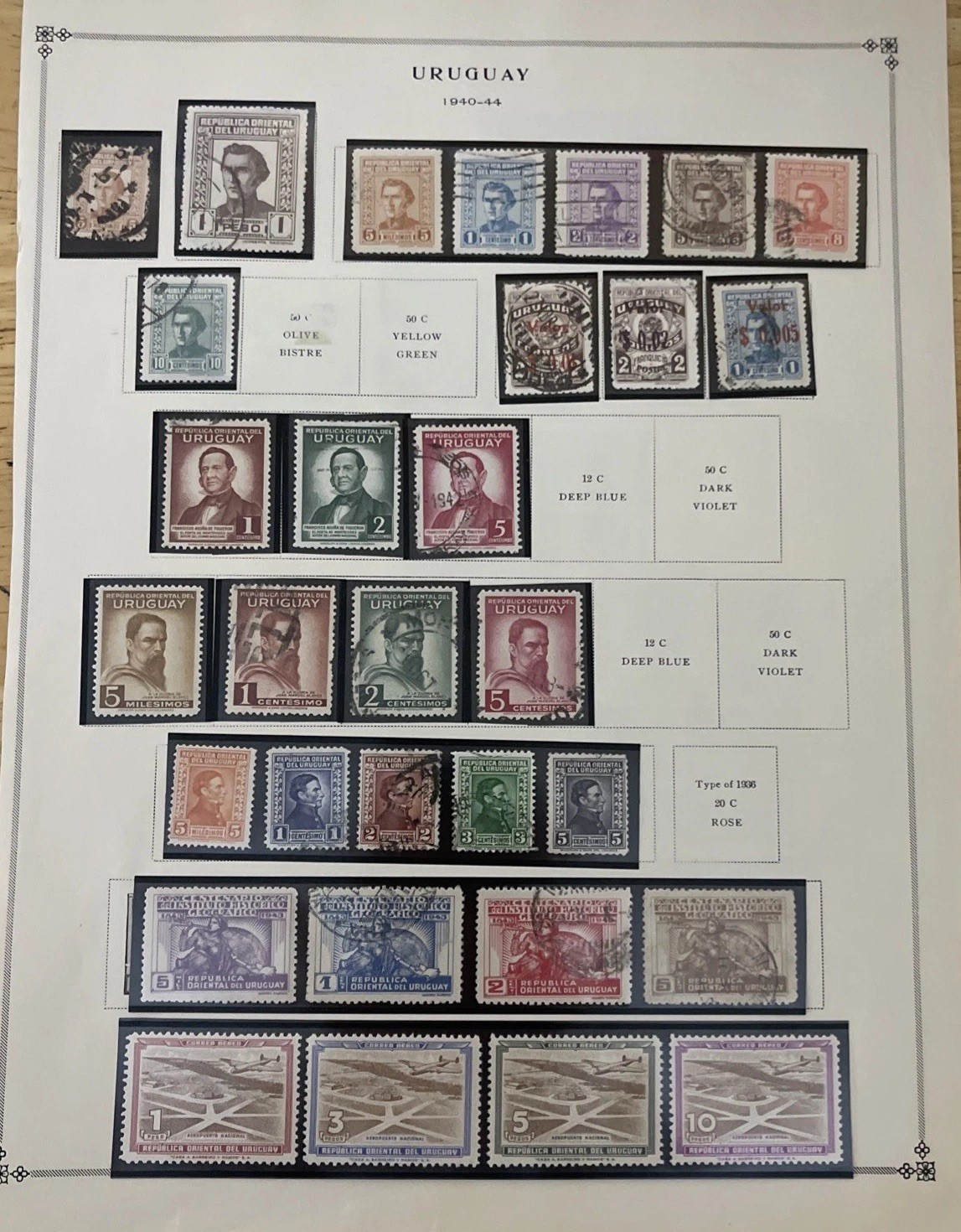 Stamps From Uruguay.  Used And Unused , On Paper In Plastic Covers.