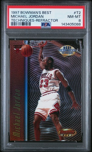 1997 BOWMAN'S BEST TECHNIQUES REFRACTOR #T2 MICHAEL JORDAN PSA 8