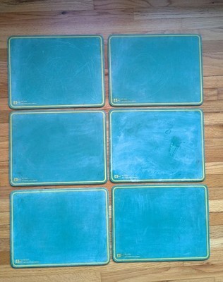 Lot of 6 Vintage IDEAL School Supply Green Chalkboards No. 3428 12x9 Slate USA