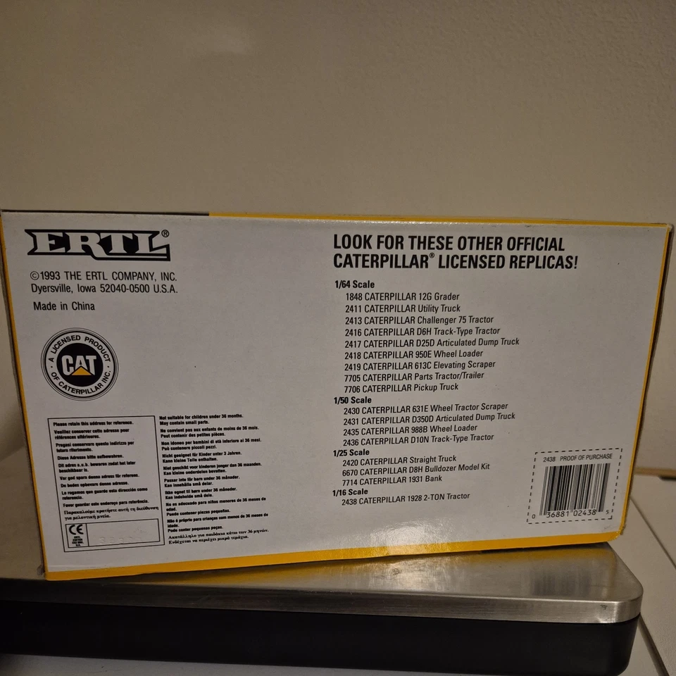 ERTL - Cat Caterpillar 2-Ton Track Type Tractor New In Box 1/16 scale Model 2438 - Image 4 of 4