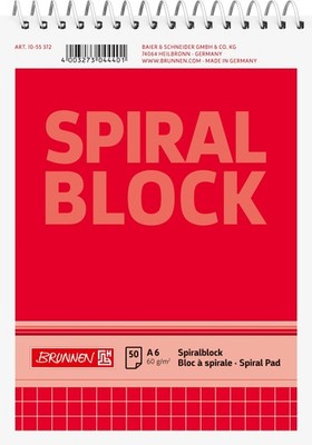 Brunnen 1055372 - Spiral Block, A6 Size, Plaid, 50 Sheets, 60gsm