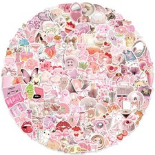 200 PCS Coquette Aesthetic Stickers, Cute Pink Bow Stickers Pack for Girls Wa...