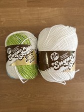 Lily Sugar 'n Cream 100 Cotton Yarn Lot of 2 New, White and Mod Stripes