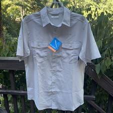 NEW Columbia Men's Small S Omni-Shade Short Sleeve Shirt GREY Outdoor Fishing