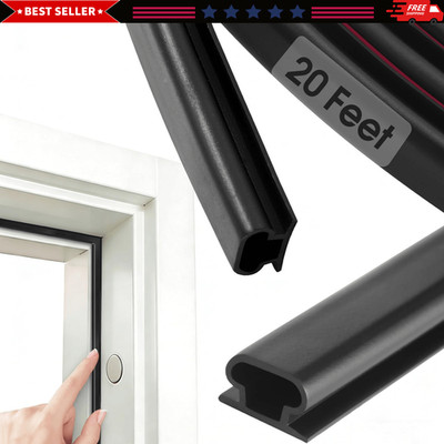 Self Adhesive Weather Stripping Door Seal Strip D Shape Black TPE 20Ft Foam