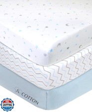 American Baby Company 3 Pack 100 Natural Cotton Fitted Mini Crib Sheets 38"