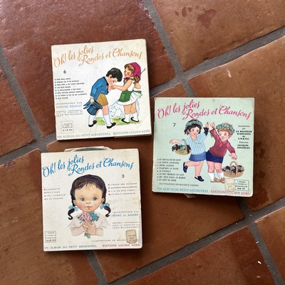 Lot Of Three Oh! Les Jolies Rondes et Chansons Books & Records- #3, 6, 7. French