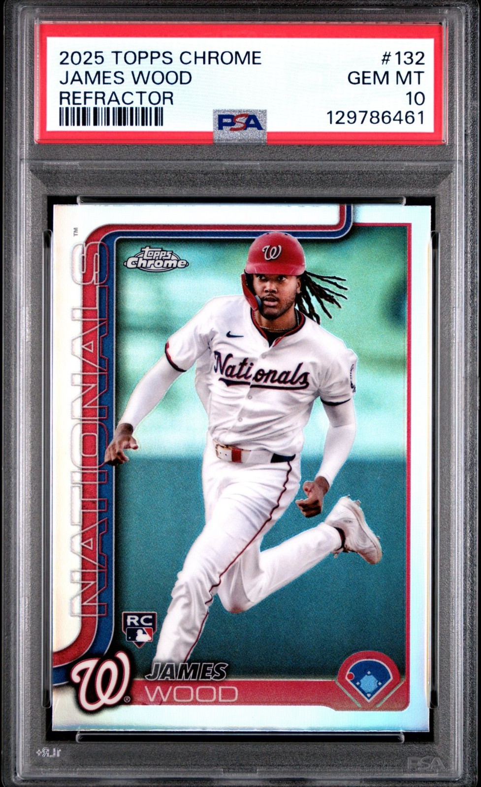 2025 TOPPS CHROME REFRACTOR #132 JAMES WOOD ROOKIE RC PSA 10