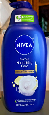 NIVEA Nourishing Care Body Wash with Nourishing Serum, 30 Fl Oz Pump Bottle